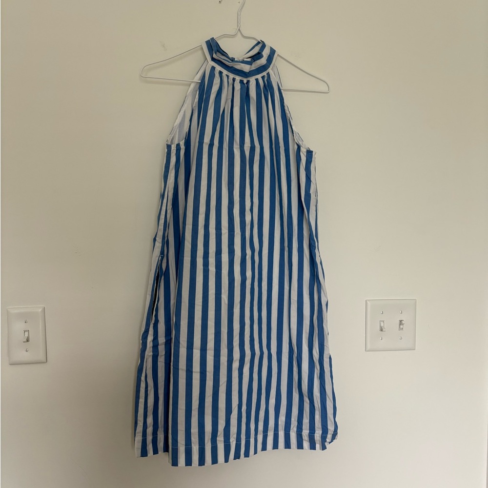 J. Crew Halter Dress in Blue and White Stripes